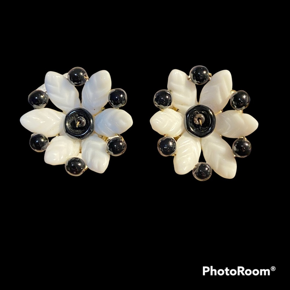 1960’s Vintage Glass Bead Clip On Earrings “Marked Western Germany”